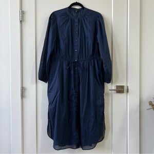 J.Crew Navy Tie-waist Cotton Voile Midi Dress 10 Tall